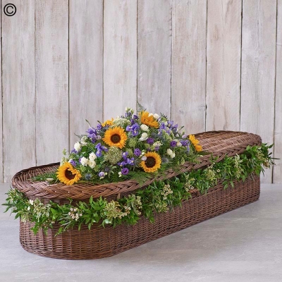 Sunflower Mix Casket Spray with Garland